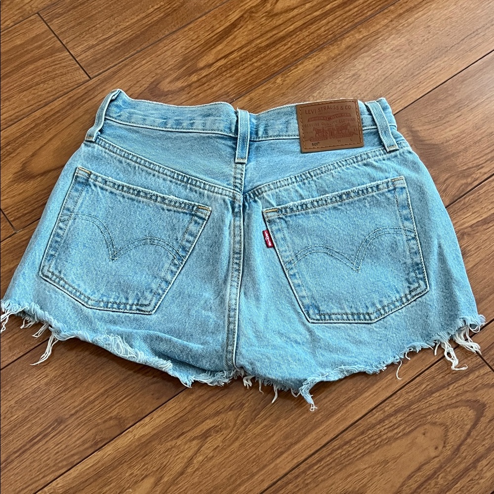 Levi's Light Wash Distressed Denim Cutoff Shorts